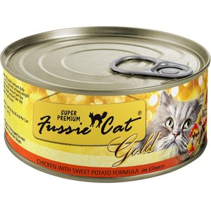 Fussie Cat Super Premium Chicken with Sweet Potato Formula in Gravy Canned Cat Food, 2.82-oz, case of 24