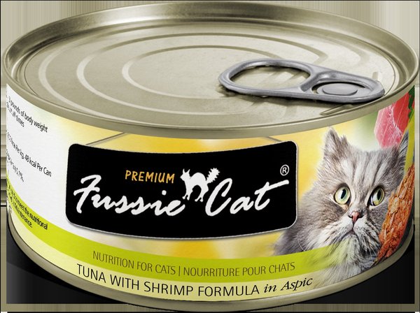 Fussie Cat Premium Tuna with Shrimp Formula in Aspic Grain-Free Canned Cat Food, 2.82-oz, case of 24 slide 1 of 7