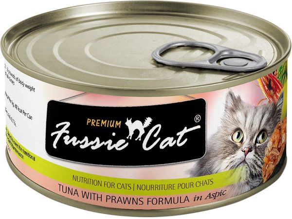 Fussie Cat Premium Tuna with Prawns Formula in Aspic Grain-Free Canned Cat Food, 2.82-oz, case of 24 slide 1 of 7