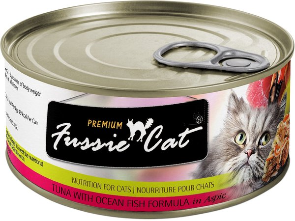 Fussie Cat Premium Tuna with Ocean Fish Formula in Aspic Grain-Free Canned Cat Food, 2.82-oz, case of 24 slide 1 of 7