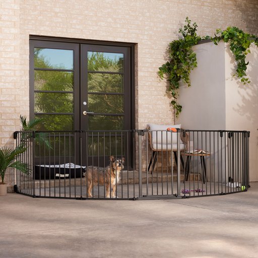 Frisco Outdoor Galvanized Steel 8-Panel Configurable Gate and Playpen with Oxford Roof, 30-in