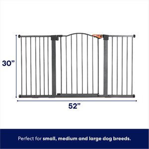 Frisco Outdoor Steel Arch Extra Wide Auto-Close Dog Gate, Black, 30-in