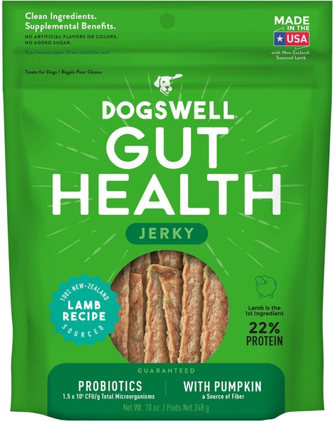 Dogswell Gut Health Lamb Recipe Jerky Dog Treats, 10-oz bag slide 1 of 7