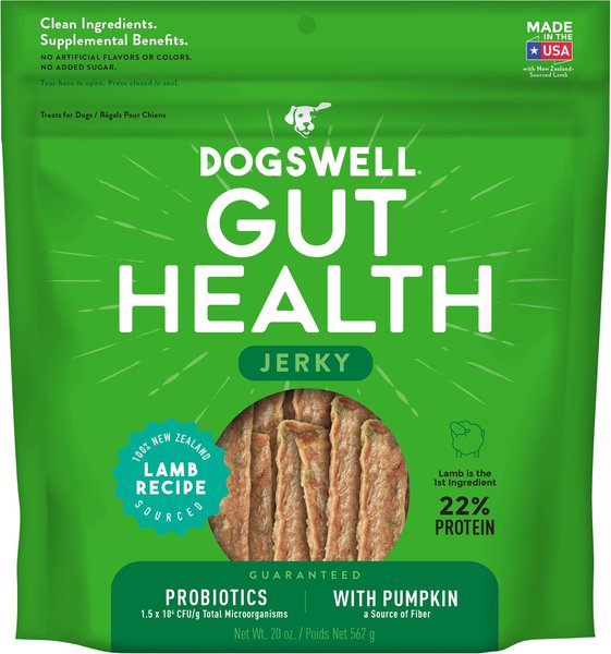 DOGSWELL Gut Health Lamb Recipe Jerky Dog Treats, 20-oz bag - Chewy.com