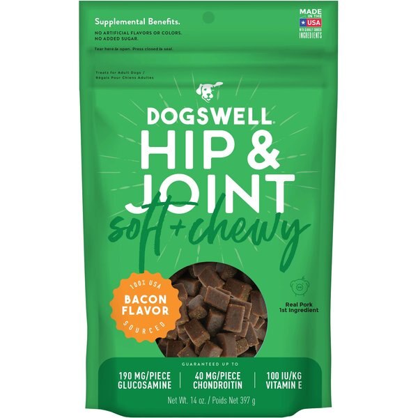 DOGSWELL Hip Joint Bacon Soft Chewy Dog Treats 14 oz bag