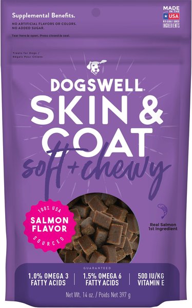 Dogswell Skin & Coat Salmon Soft & Chewy Dog Treats, 14-oz bag slide 1 of 7