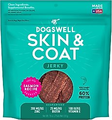 Dogswell Skin & Coat Salmon Recipe Jerky Dog Treats, 18-oz bag