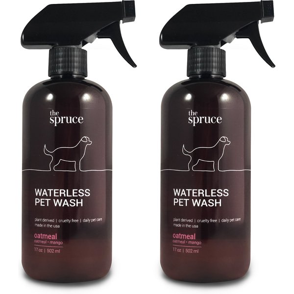 THE SPRUCE Waterless Oatmeal Pet Wash No Rinse Moisturizing Cat & Dog Shampoo, 17fl oz bottle