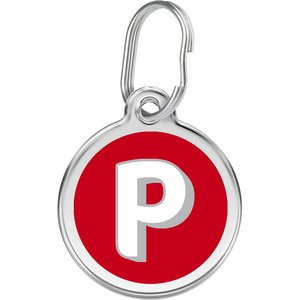 Red Dingo Alphabet Stainless Steel Personalized Dog & Cat ID Tag, Letter P, Small