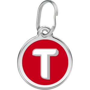 Red Dingo Alphabet Stainless Steel Personalized Dog & Cat ID Tag, Letter T, Medium