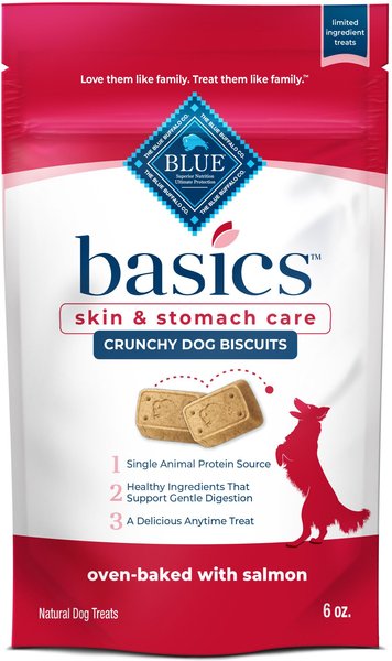 Blue Buffalo Basics Skin & Stomach Care Biscuits Salmon & Potato Dog Treats, 6-oz bag slide 1 of 8