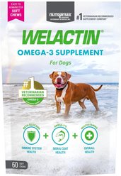 Nutramax Welactin Daily Omega-3 Soft Chews Skin & Coat Supplement for Dogs, 60 count