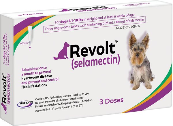 Revolt Topical Solution for Dogs, 5.1-10 lbs, (Purple Box), 3 Doses (3-mos. supply) slide 1 of 2