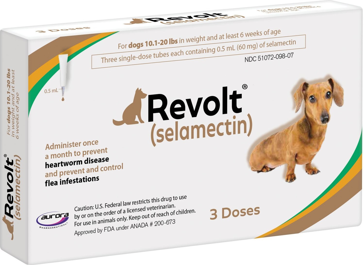 REVOLT Topical Solution for Dogs, 10.1-20 lbs, (Brown Box), 3 Doses (3 ...