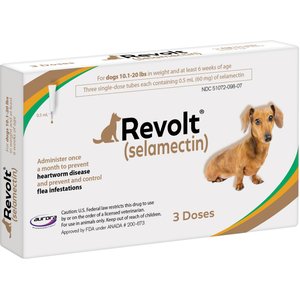 Revolt Topical Solution for Dogs, 10.1-20 lbs, (Brown Box), 3 Doses (3-mos. supply)
