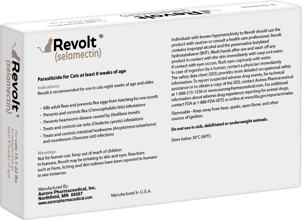 REVOLT Topical Solution for Cats, 15.1-22 lbs, (Taupe Box), 3 Doses (3 ...