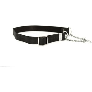 Euro-Dog Modern Leather Martingale Dog Collar, Midnight Black, Small: 10 to 15-in neck