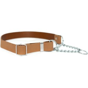 Euro-Dog Modern Leather Martingale Dog Collar, Khaki, X-Small: 9 to 12-in neck
