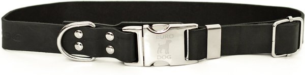 Euro-Dog Modern Leather Quick Release Dog Collar, Midnight Black, Small: 10 to 15-in neck slide 1 of 7