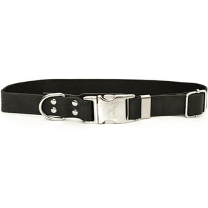 Euro-Dog Modern Leather Quick Release Dog Collar, Midnight Black, Small: 10 to 15-in neck