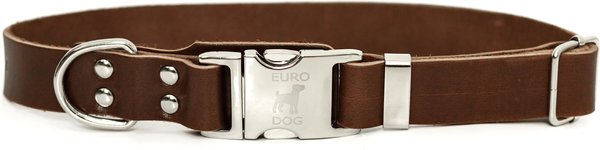 Euro-Dog Modern Leather Quick Release Dog Collar, Chocolate, Medium: 12 to 18-in neck slide 1 of 7