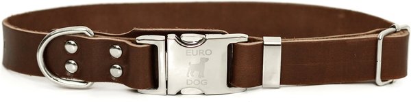Euro-Dog Modern Leather Quick Release Dog Collar, Chocolate, X-Large: 16 to 26-in neck slide 1 of 7