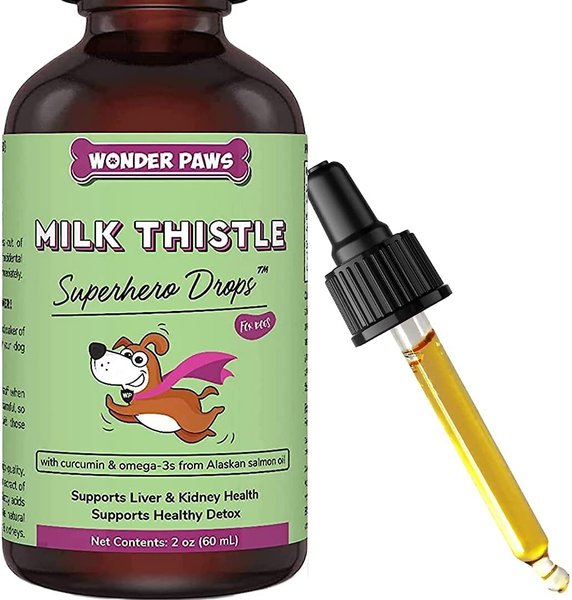Wonder Paws Milk Thistle Liver & Kidney Health Liquid Supplement for Dogs, 2-oz bottle slide 1 of 7