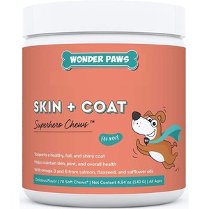 Wonder Paws Skin & Coat Soft Chews Supplement for Dogs, 70 count