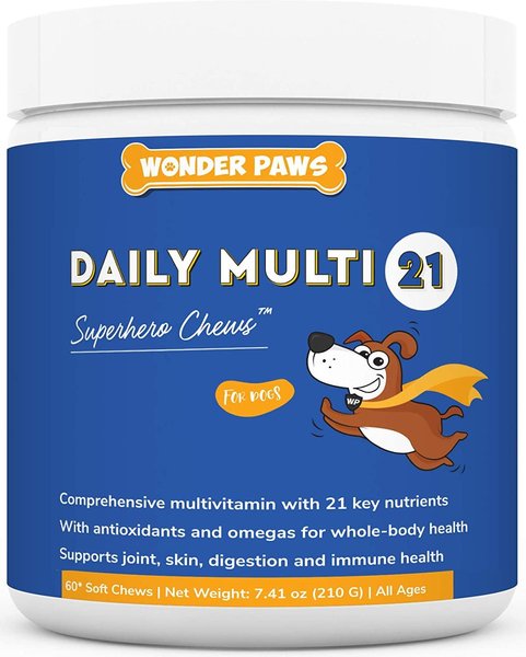 Wonder Paws Daily Multi 21 Multivitamin Soft Chews Supplement for Dogs, 60 count slide 1 of 6