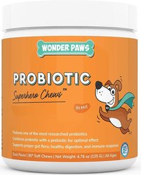 Wonder Paws Probiotic Superhero Chews Duck Flavor Supplement for Dogs, 90 count