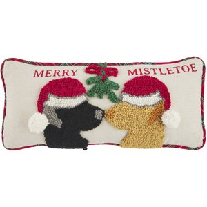 Mud Pie Christmas Merry Mistletoe Hook Wool Pillow