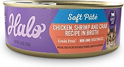 Halo Chicken, Shrimp & Crab in Broth Grain-Free Adult Wet Cat Food, 5.5-oz, case of 12