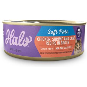 Halo Chicken, Shrimp & Crab in Broth Grain-Free Adult Wet Cat Food, 5.5-oz, case of 12