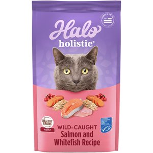 Halo Holistic Wild-Caught Salmon & Whitefish Recipe Complete Digestive Health Adult Dry Cat Food, 3-lb bag