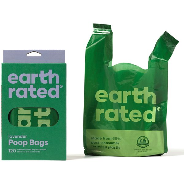 EARTH RATED Dog Poop Bags with Handles, Lavender Scented, 120 Handle