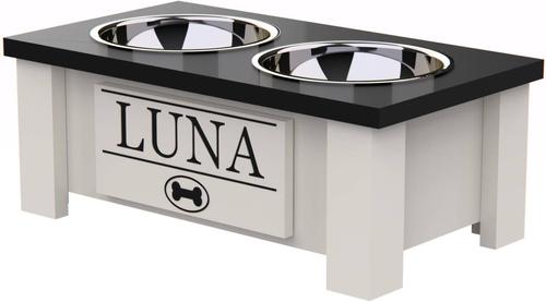 Show full view: GrooveThis Woodshop Personalized Elevated Dog Feeder Station with Internal Storage, Black, Small slide 2 of 6