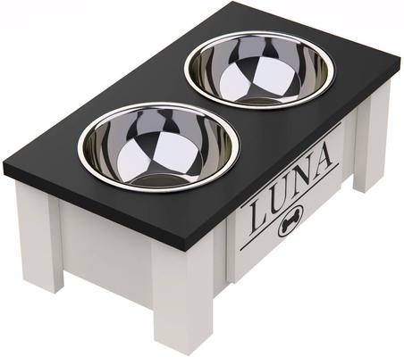 Show full view: GrooveThis Woodshop Personalized Elevated Dog Feeder Station with Internal Storage, Black, Small slide 3 of 6