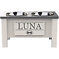 GrooveThis Woodshop Personalized Elevated Dog Feeder Station with Internal Storage, Grey, Large