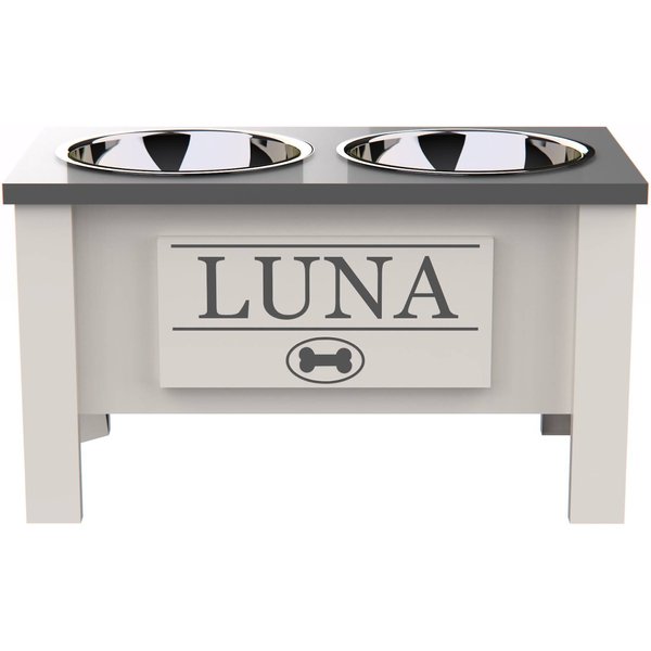 GROOVETHIS Personalized 3 Bowl Elevated Dog Feeder Station