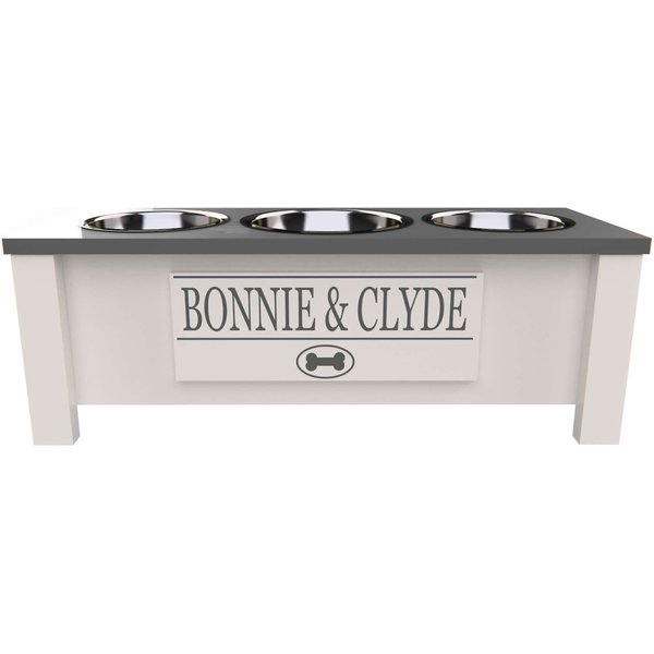 GROOVETHIS Personalized 3 Bowl Elevated Dog Feeder Station