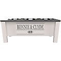 GrooveThis Woodshop Personalized 3 Bowl Elevated Dog Feeder Station with Internal Storage, Grey, Large