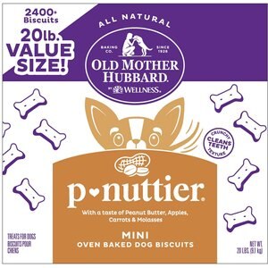 Old Mother Hubbard Classic P-Nuttier Biscuits Baked Dog Treats, Mini, 20-lb box