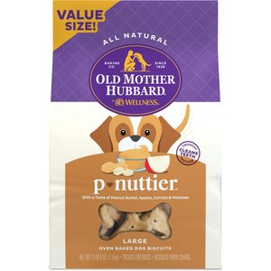 Old Mother Hubbard by Wellness Classic P-Nuttier Natural Large Oven-Baked Biscuits Dog Treats, 3.3-lb bag