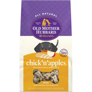 Old Mother Hubbard by Wellness Classic Chick'N'Apples Natural Mini Oven-Baked Biscuits Dog Treats, 20-oz bag