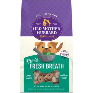 Old Mother Hubbard by Wellness Mother's Solutions Minty Fresh Breath Natural Oven-Baked Biscuits Dog Treats, 20-oz bag
