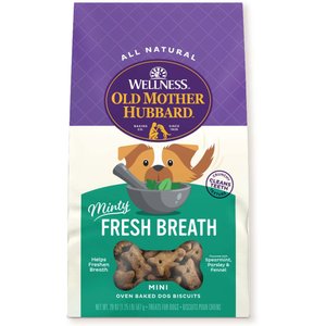 Old Mother Hubbard by Wellness Mother's Solutions Minty Fresh Breath Natural Oven-Baked Biscuits Dog Treats, 20-oz bag