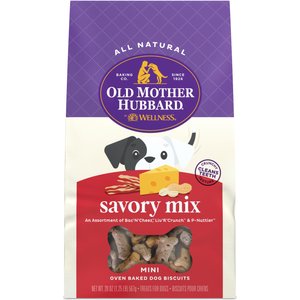 Old Mother Hubbard by Wellness Classic Savory Mix Natural Mini Oven-Baked Biscuits Dog Treats, 20-oz bag