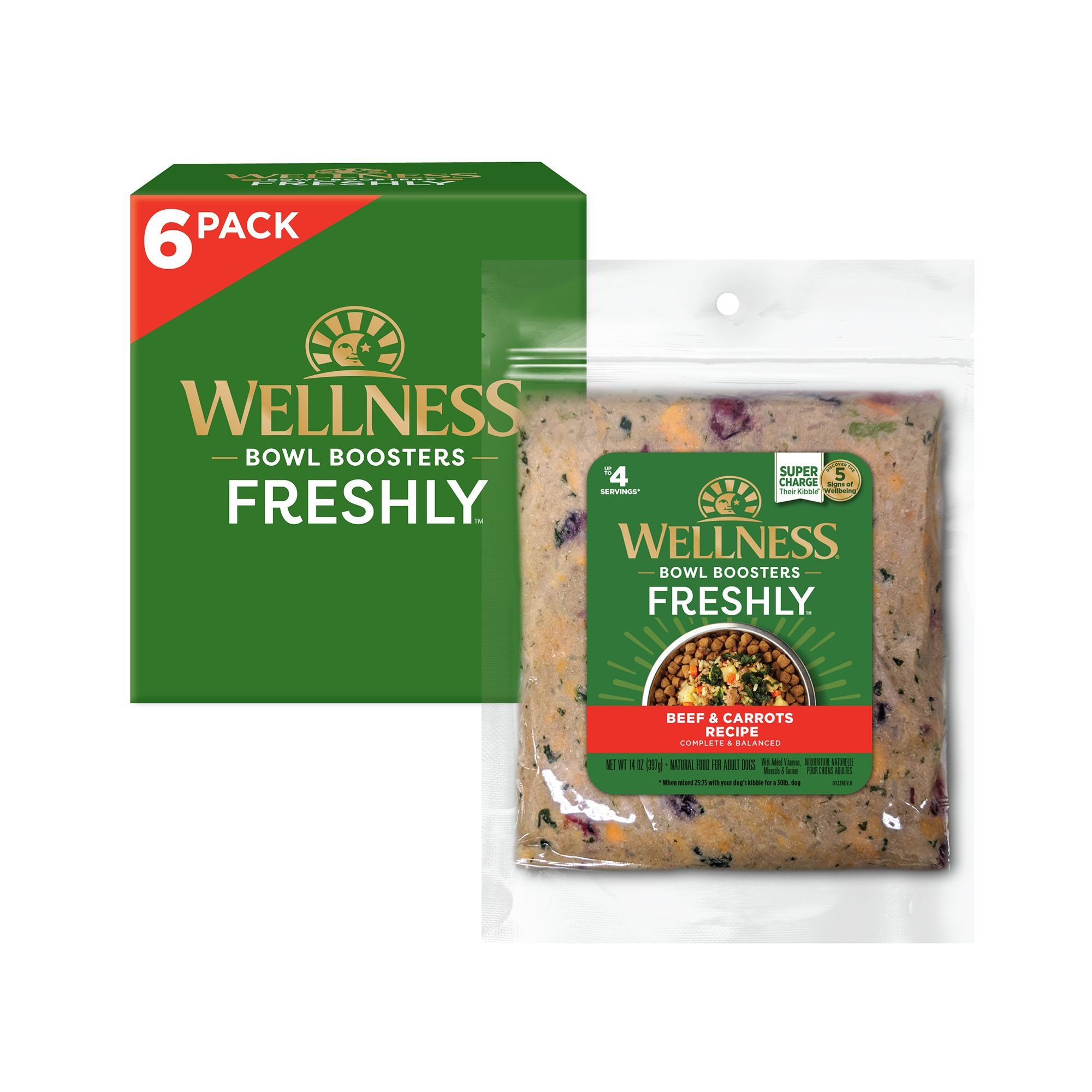 WELLNESS Bowl Boosters Freshly Frozen Fresh Beef & Carrots Dog Food Customer Questions