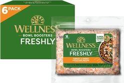 Wellness Bowl Boosters Freshly Frozen Fresh Turkey & Sweet Potatoes Dog Food, 1.75-lb bag, case of 6