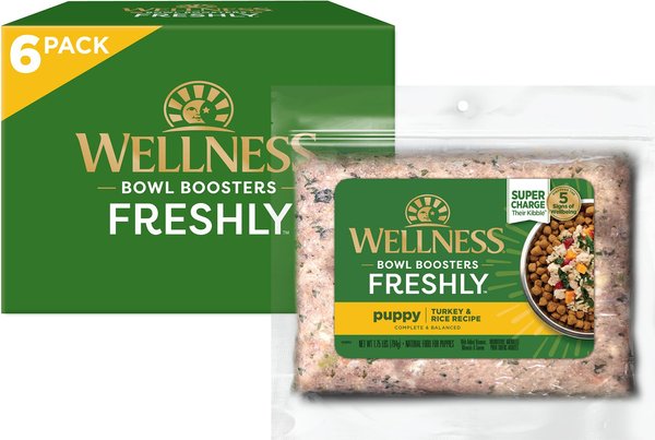 Wellness Bowl Boosters Freshly Puppy Frozen Fresh Turkey & Rice Dog Food, 1.75-lb bag, case of 6 slide 1 of 9